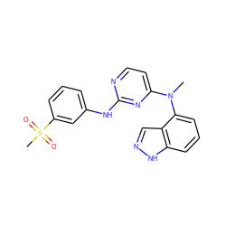 CN(c1ccnc(Nc2cccc(S(C)(=O)=O)c2)n1)c1cccc2[nH]ncc12 ZINC000064512817