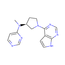 CN(c1ccncn1)[C@H]1CCN(c2ncnc3[nH]ccc23)C1 ZINC000146852876