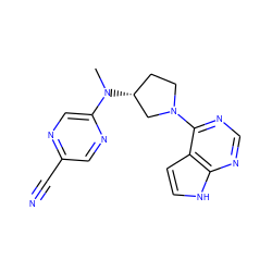 CN(c1cnc(C#N)cn1)[C@@H]1CCN(c2ncnc3[nH]ccc23)C1 ZINC000143362470