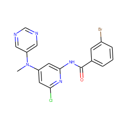 CN(c1cncnc1)c1cc(Cl)nc(NC(=O)c2cccc(Br)c2)c1 ZINC000096175680