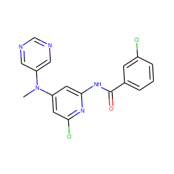 CN(c1cncnc1)c1cc(Cl)nc(NC(=O)c2cccc(Cl)c2)c1 ZINC000096175678