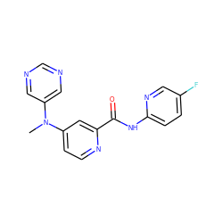 CN(c1cncnc1)c1ccnc(C(=O)Nc2ccc(F)cn2)c1 ZINC000167487973