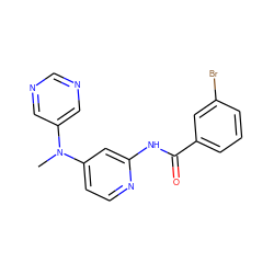 CN(c1cncnc1)c1ccnc(NC(=O)c2cccc(Br)c2)c1 ZINC000096175677