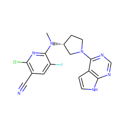 CN(c1nc(Cl)c(C#N)cc1F)[C@@H]1CCN(c2ncnc3[nH]ccc23)C1 ZINC000149047623