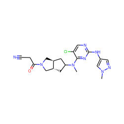 CN(c1nc(Nc2cnn(C)c2)ncc1Cl)C1C[C@@H]2CN(C(=O)CC#N)C[C@H]2C1 ZINC001772657951