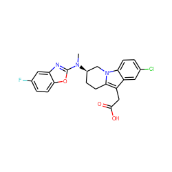 CN(c1nc2cc(F)ccc2o1)[C@@H]1CCc2c(CC(=O)O)c3cc(Cl)ccc3n2C1 ZINC000203541100