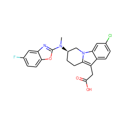 CN(c1nc2cc(F)ccc2o1)[C@@H]1CCc2c(CC(=O)O)c3ccc(Cl)cc3n2C1 ZINC000203541442