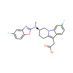 CN(c1nc2cc(F)ccc2o1)[C@@H]1CCc2c(CC(=O)O)c3ccc(F)cc3n2C1 ZINC000203540944