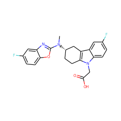 CN(c1nc2cc(F)ccc2o1)[C@H]1CCc2c(c3cc(F)ccc3n2CC(=O)O)C1 ZINC000072317225