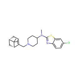 CN(c1nc2ccc(Cl)cc2s1)C1CCN(CC2=CC[C@H]3C[C@@H]2C3(C)C)CC1 ZINC000028957179