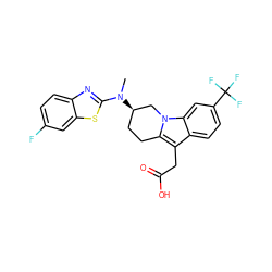 CN(c1nc2ccc(F)cc2s1)[C@@H]1CCc2c(CC(=O)O)c3ccc(C(F)(F)F)cc3n2C1 ZINC000203541274