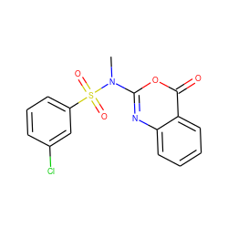 CN(c1nc2ccccc2c(=O)o1)S(=O)(=O)c1cccc(Cl)c1 ZINC000027892602