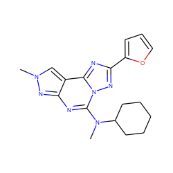 CN(c1nc2nn(C)cc2c2nc(-c3ccco3)nn12)C1CCCCC1 ZINC000095575190