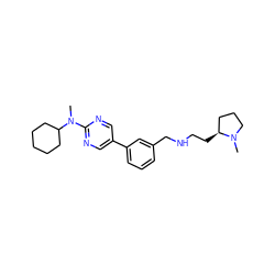 CN(c1ncc(-c2cccc(CNCC[C@H]3CCCN3C)c2)cn1)C1CCCCC1 ZINC000045186538