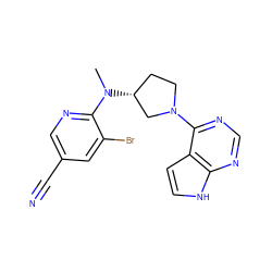 CN(c1ncc(C#N)cc1Br)[C@@H]1CCN(c2ncnc3[nH]ccc23)C1 ZINC000149041502