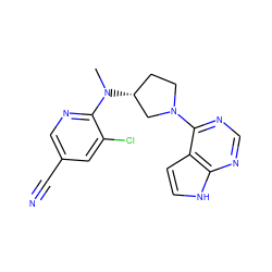 CN(c1ncc(C#N)cc1Cl)[C@@H]1CCN(c2ncnc3[nH]ccc23)C1 ZINC000143215330