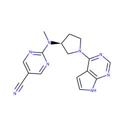 CN(c1ncc(C#N)cn1)[C@H]1CCN(c2ncnc3[nH]ccc23)C1 ZINC000146920481