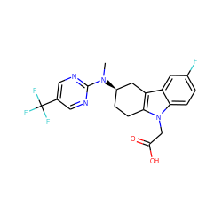 CN(c1ncc(C(F)(F)F)cn1)[C@@H]1CCc2c(c3cc(F)ccc3n2CC(=O)O)C1 ZINC000118874905