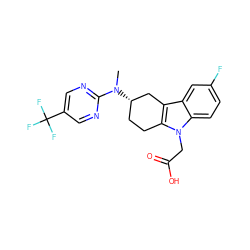 CN(c1ncc(C(F)(F)F)cn1)[C@H]1CCc2c(c3cc(F)ccc3n2CC(=O)O)C1 ZINC000118874908