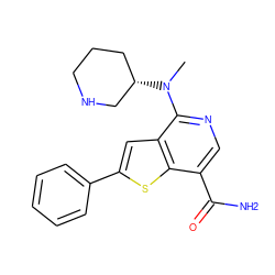 CN(c1ncc(C(N)=O)c2sc(-c3ccccc3)cc12)[C@H]1CCCNC1 ZINC000136872793