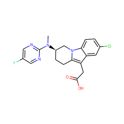 CN(c1ncc(F)cn1)[C@@H]1CCc2c(CC(=O)O)c3cc(Cl)ccc3n2C1 ZINC000203541091