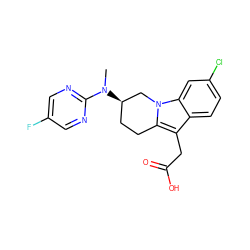 CN(c1ncc(F)cn1)[C@@H]1CCc2c(CC(=O)O)c3ccc(Cl)cc3n2C1 ZINC000203538914