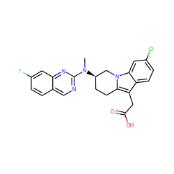 CN(c1ncc2ccc(F)cc2n1)[C@@H]1CCc2c(CC(=O)O)c3ccc(Cl)cc3n2C1 ZINC000203539107