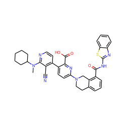 CN(c1nccc(-c2ccc(N3CCc4cccc(C(=O)Nc5nc6ccccc6s5)c4C3)nc2C(=O)O)c1C#N)C1CCCCC1 ZINC000223839105