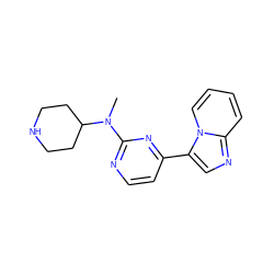 CN(c1nccc(-c2cnc3ccccn23)n1)C1CCNCC1 ZINC000040943301