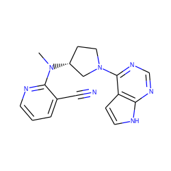 CN(c1ncccc1C#N)[C@@H]1CCN(c2ncnc3[nH]ccc23)C1 ZINC000143386661