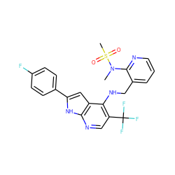 CN(c1ncccc1CNc1c(C(F)(F)F)cnc2[nH]c(-c3ccc(F)cc3)cc12)S(C)(=O)=O ZINC000095596384