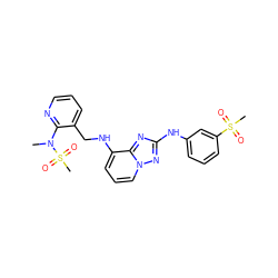 CN(c1ncccc1CNc1cccn2nc(Nc3cccc(S(C)(=O)=O)c3)nc12)S(C)(=O)=O ZINC000146949811