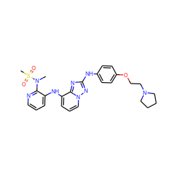 CN(c1ncccc1Nc1cccn2nc(Nc3ccc(OCCN4CCCC4)cc3)nc12)S(C)(=O)=O ZINC000148192408