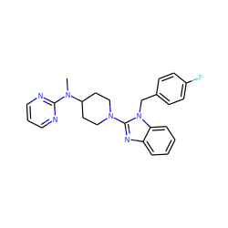 CN(c1ncccn1)C1CCN(c2nc3ccccc3n2Cc2ccc(F)cc2)CC1 ZINC000043066915