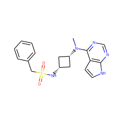 CN(c1ncnc2[nH]ccc12)[C@H]1C[C@@H](NS(=O)(=O)Cc2ccccc2)C1 ZINC001772580602