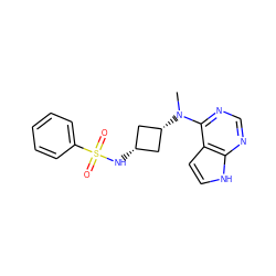 CN(c1ncnc2[nH]ccc12)[C@H]1C[C@@H](NS(=O)(=O)c2ccccc2)C1 ZINC001772593547