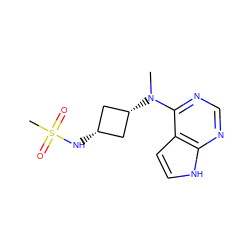 CN(c1ncnc2[nH]ccc12)[C@H]1C[C@@H](NS(C)(=O)=O)C1 ZINC001772612181