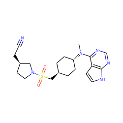 CN(c1ncnc2[nH]ccc12)[C@H]1CC[C@H](CS(=O)(=O)N2CC[C@@H](CC#N)C2)CC1 ZINC000261116295