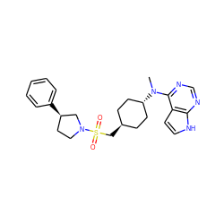 CN(c1ncnc2[nH]ccc12)[C@H]1CC[C@H](CS(=O)(=O)N2CC[C@@H](c3ccccc3)C2)CC1 ZINC000261165412