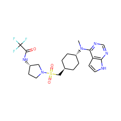 CN(c1ncnc2[nH]ccc12)[C@H]1CC[C@H](CS(=O)(=O)N2CC[C@H](NC(=O)C(F)(F)F)C2)CC1 ZINC000261189672