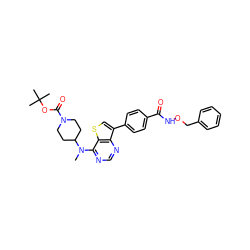 CN(c1ncnc2c(-c3ccc(C(=O)NOCc4ccccc4)cc3)csc12)C1CCN(C(=O)OC(C)(C)C)CC1 ZINC001772600073