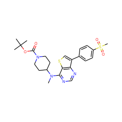 CN(c1ncnc2c(-c3ccc(S(C)(=O)=O)cc3)csc12)C1CCN(C(=O)OC(C)(C)C)CC1 ZINC000204002841