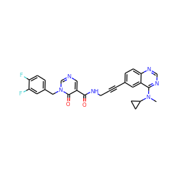 CN(c1ncnc2ccc(C#CCNC(=O)c3cncn(Cc4ccc(F)c(F)c4)c3=O)cc12)C1CC1 ZINC000096176277