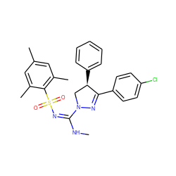 CN/C(=N/S(=O)(=O)c1c(C)cc(C)cc1C)N1C[C@@H](c2ccccc2)C(c2ccc(Cl)cc2)=N1 ZINC000013559261