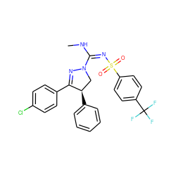 CN/C(=N/S(=O)(=O)c1ccc(C(F)(F)F)cc1)N1C[C@@H](c2ccccc2)C(c2ccc(Cl)cc2)=N1 ZINC000027712387