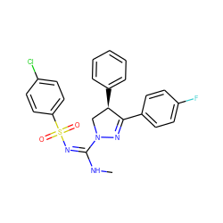 CN/C(=N/S(=O)(=O)c1ccc(Cl)cc1)N1C[C@@H](c2ccccc2)C(c2ccc(F)cc2)=N1 ZINC000013559253