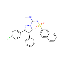 CN/C(=N/S(=O)(=O)c1ccc2ccccc2c1)N1C[C@@H](c2ccccc2)C(c2ccc(Cl)cc2)=N1 ZINC000013559265