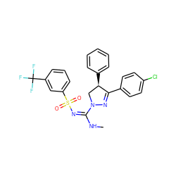 CN/C(=N/S(=O)(=O)c1cccc(C(F)(F)F)c1)N1C[C@@H](c2ccccc2)C(c2ccc(Cl)cc2)=N1 ZINC000027726710