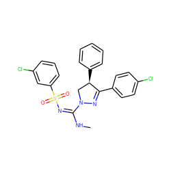 CN/C(=N/S(=O)(=O)c1cccc(Cl)c1)N1C[C@@H](c2ccccc2)C(c2ccc(Cl)cc2)=N1 ZINC000013559246