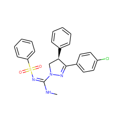 CN/C(=N/S(=O)(=O)c1ccccc1)N1C[C@@H](c2ccccc2)C(c2ccc(Cl)cc2)=N1 ZINC000013559255